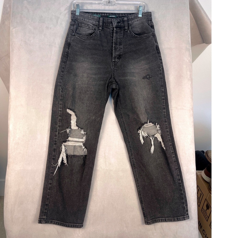 Wild Fable Womens Highest Rise Straight Distressed Black Jeans Size 10